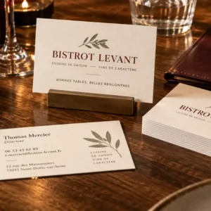 Carte de visite personnalisée pour restaurant bistrot - présentoir comptoir, recto verso
