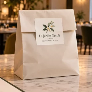 Étiquettes adhésives personnalisées pour hôtel imprimées sur papier vergé blanc