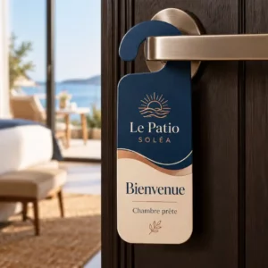 Accroche-portes indéchirables recto verso « Ne pas déranger » et « Merci de faire la chambre », plusieurs formes